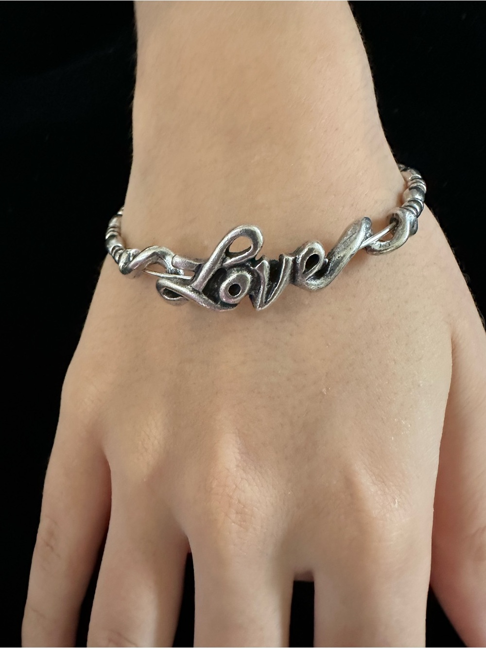 Alex and Ani Silver-Tone 'Love' Script Bracelet
